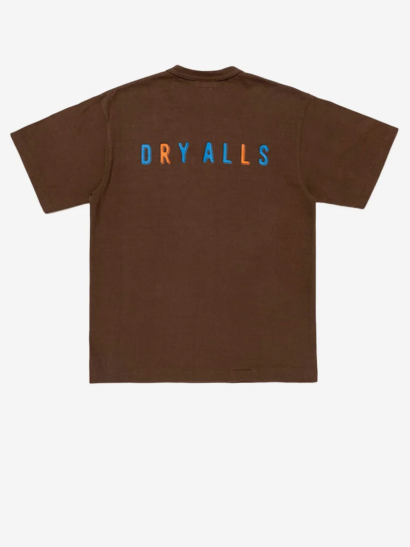 T-shirt marrone in cotone slub yarn con grafica