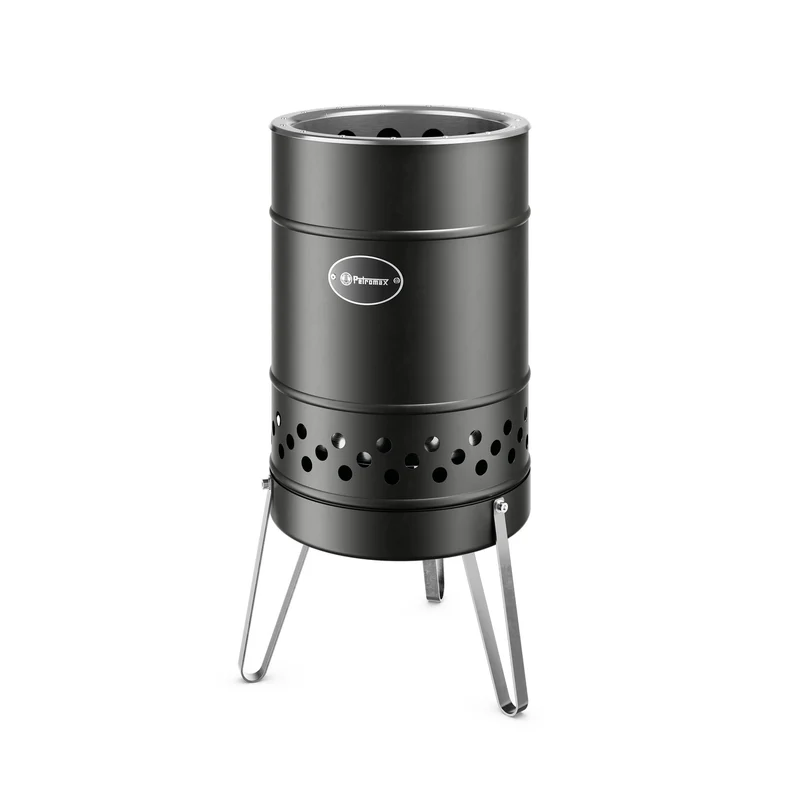 Feuertonne Pyron Black Edition + Grillplatte + Abdeckhaube