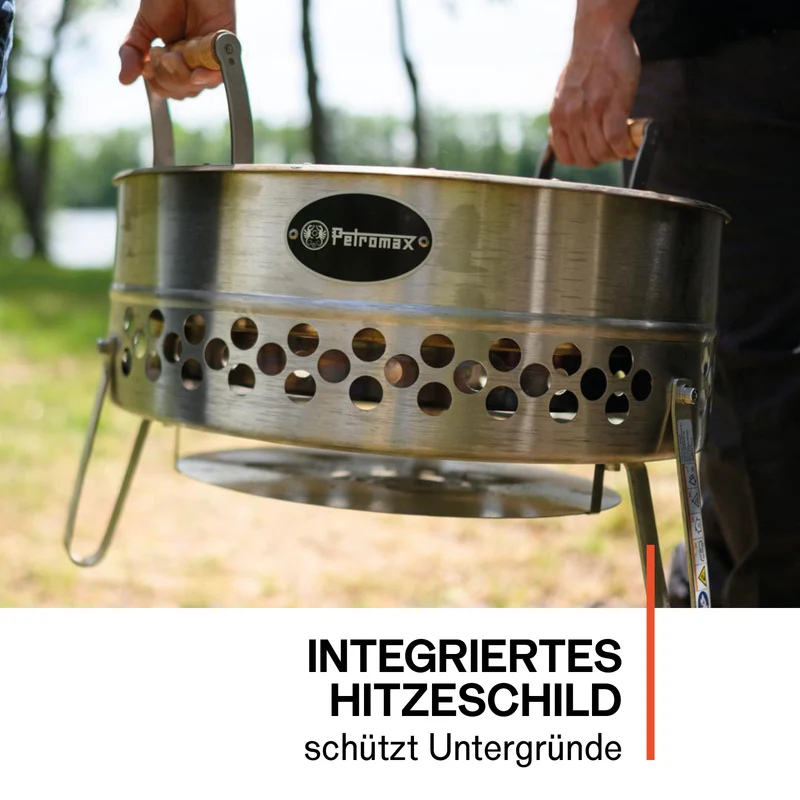 Feuerschale Tyropit Edelstahl + Grillplatte + Abdeckhaube