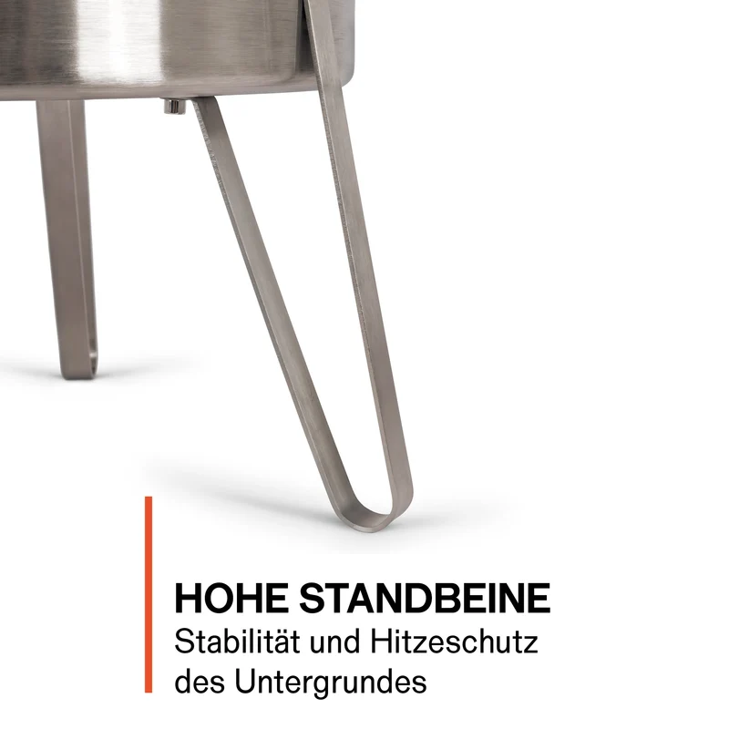 Feuertonne Pyron Edelstahl + Grillplatte + Abdeckhaube