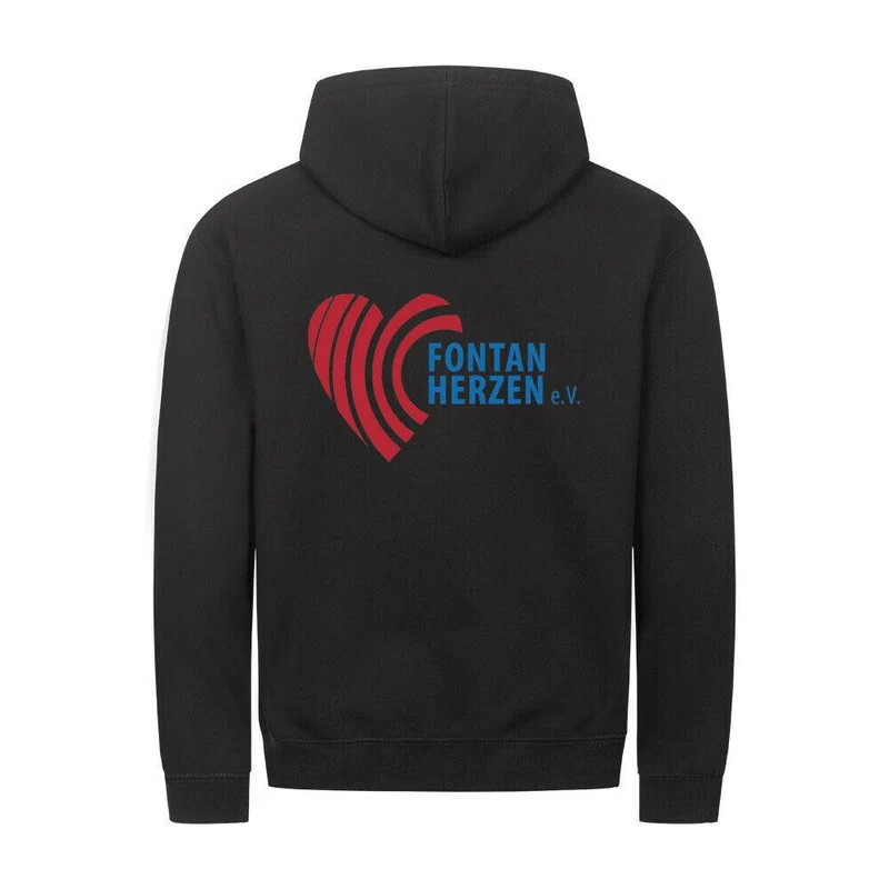 Fontanherzen Löwe mit Logo Rückseite - Bio Premium Zipper Hoodie Unisex