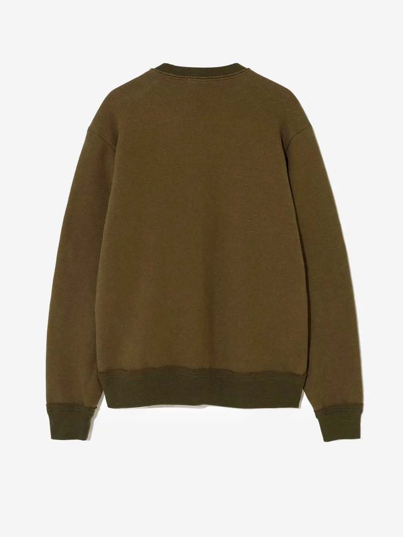 Felpa girocollo raw-cut khaki con tasca con zip