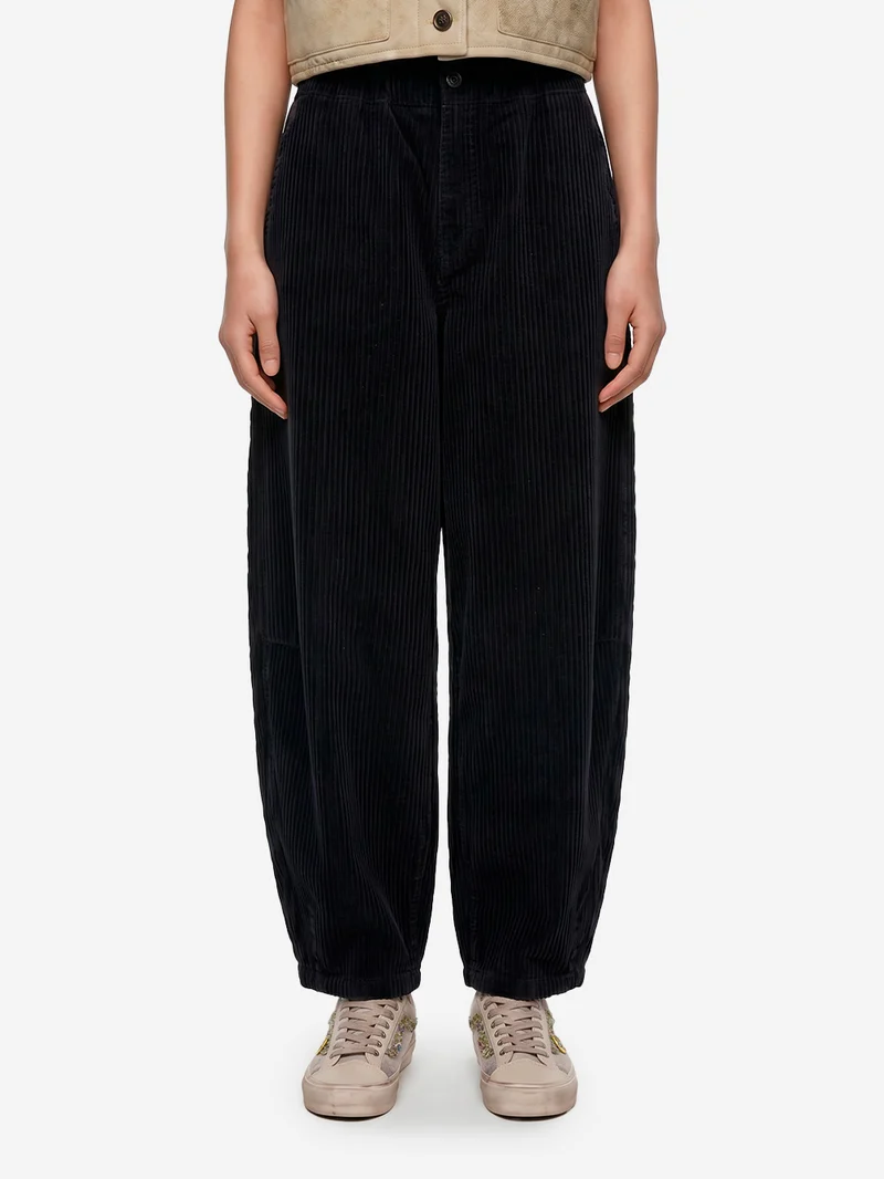 'Sultan' Pants in velluto a coste neri