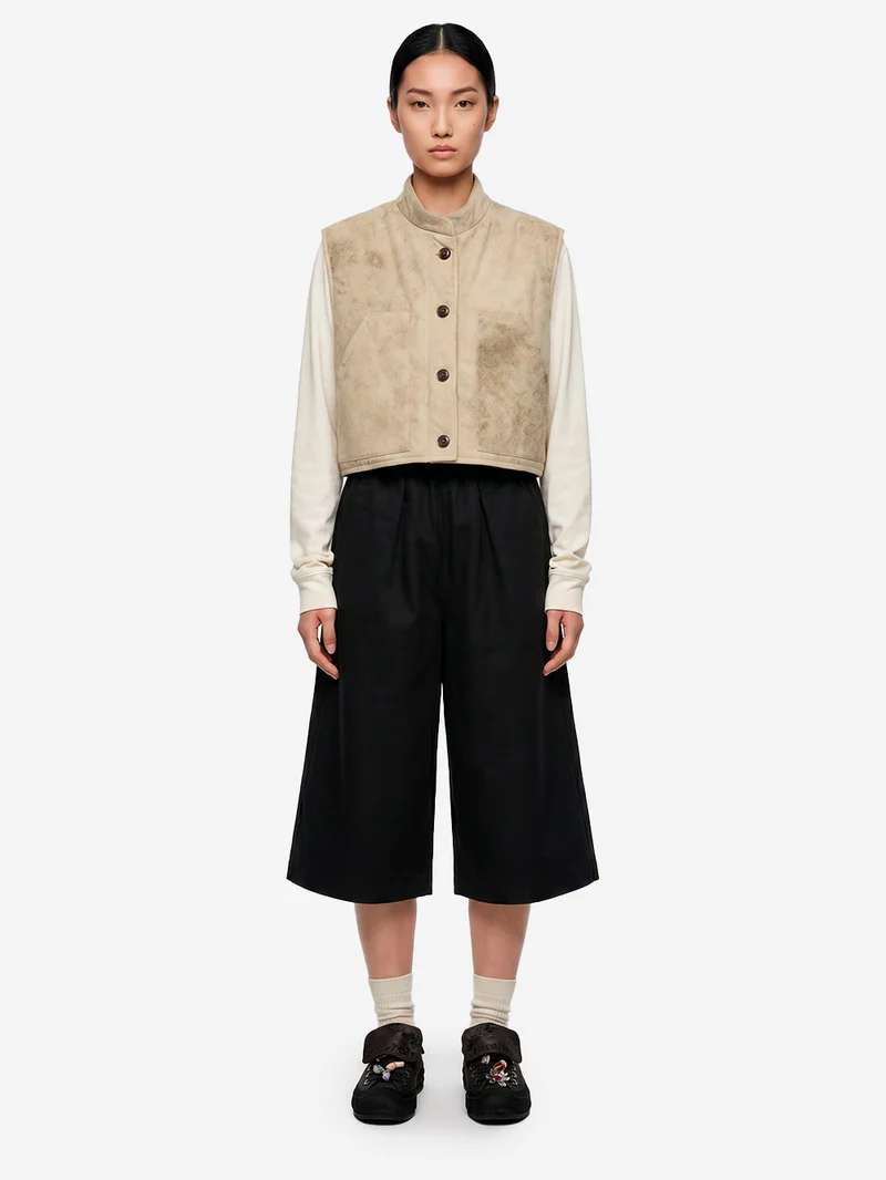 Pantaloni cropped neri a gamba ampia 'Nirvana'