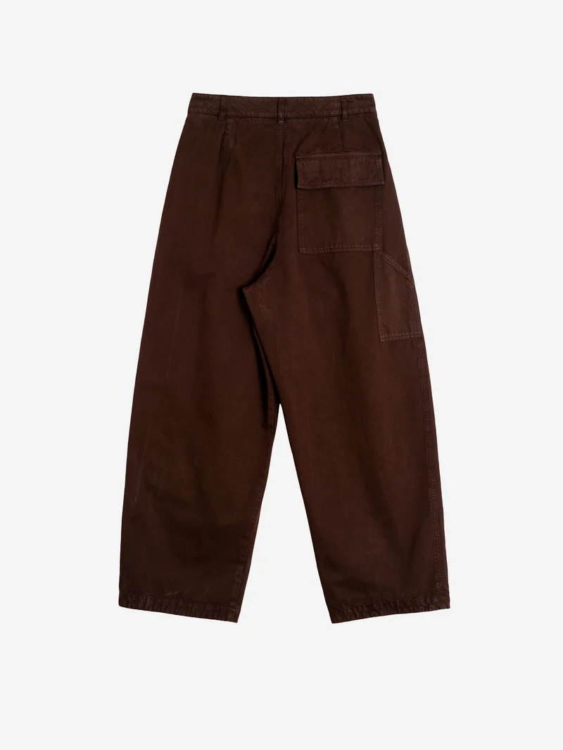 Pantaloni 'Ambassador' pleated in gabardine di cotone marrone