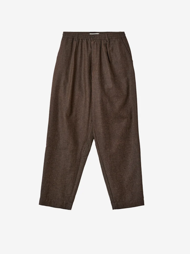 Pantaloni Wool Herringbone Pleated marroni