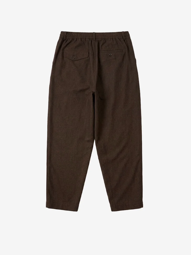 Pantaloni Wool Herringbone Pleated marroni