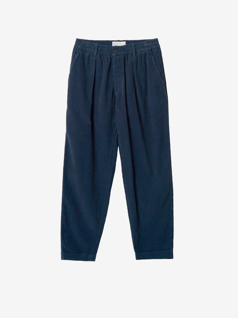 Pantaloni track navy in cotone corduroy