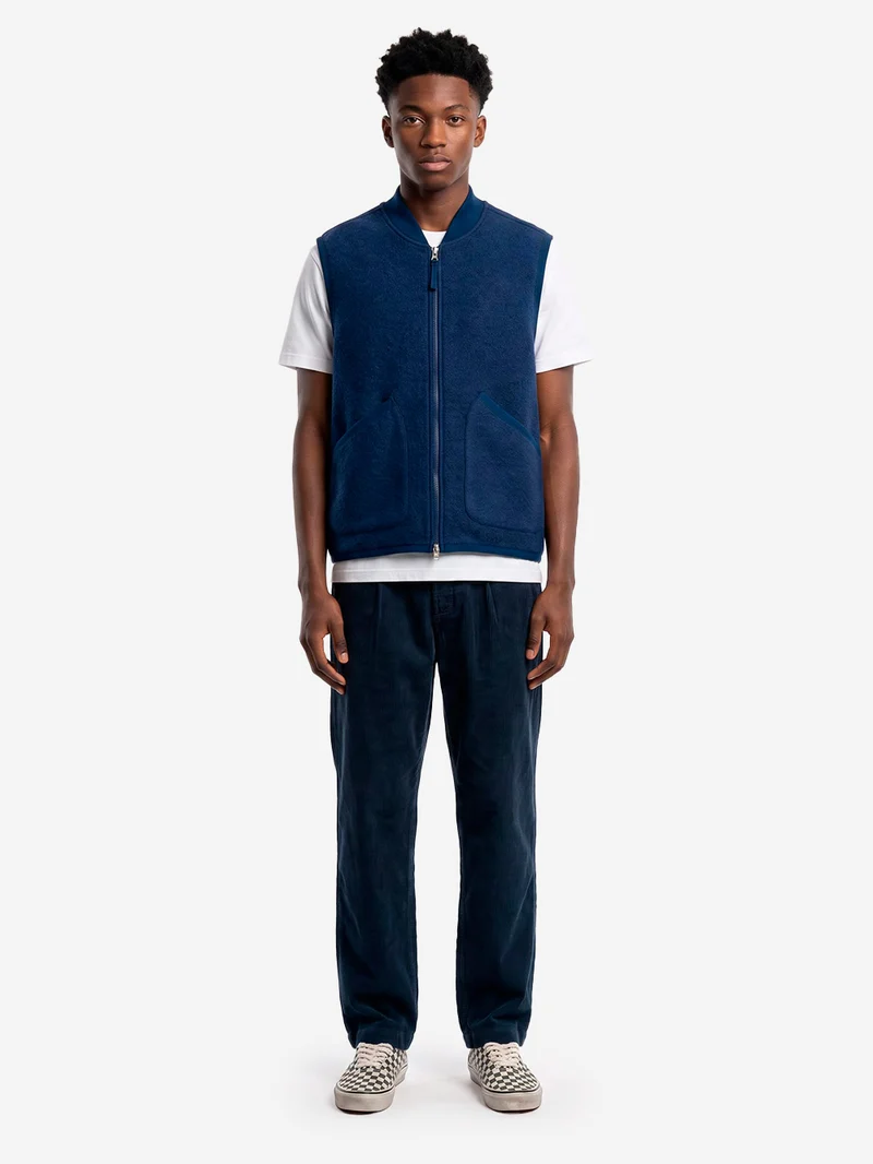 Pantaloni track navy in cotone corduroy