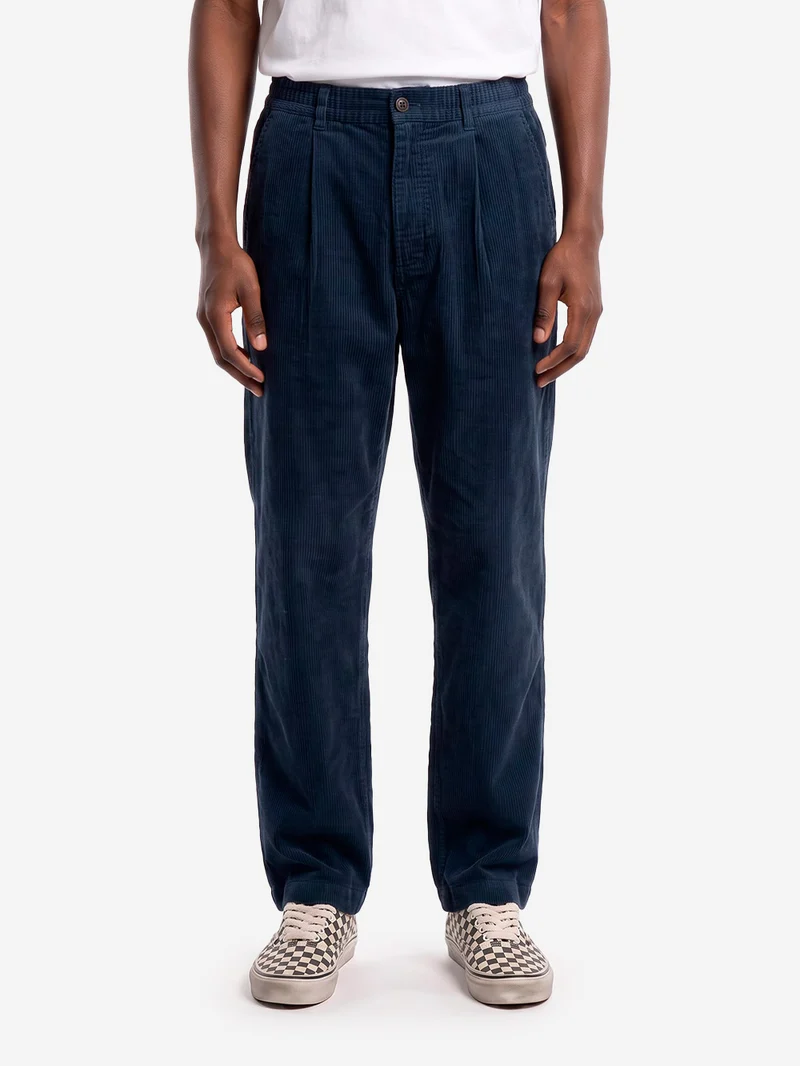 Pantaloni track navy in cotone corduroy
