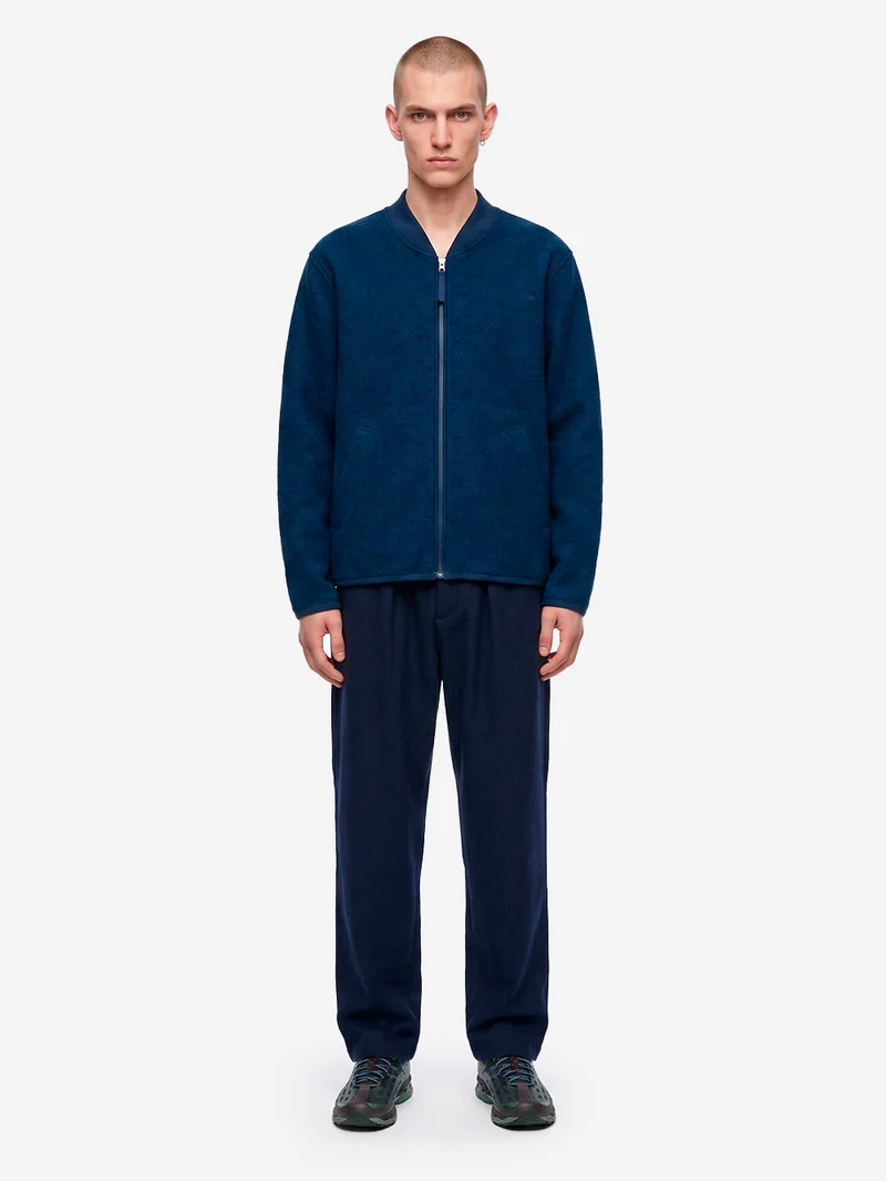 Pantaloni Wool Herringbone Pleated navy