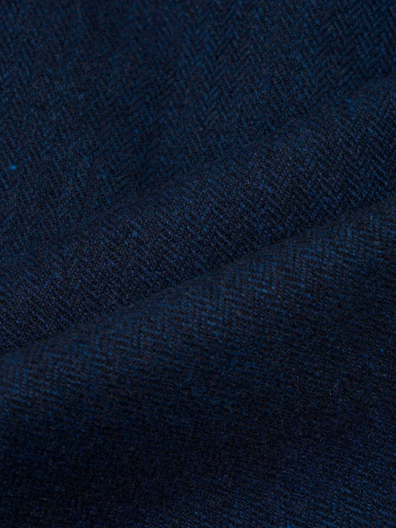 Pantaloni Wool Herringbone Pleated navy