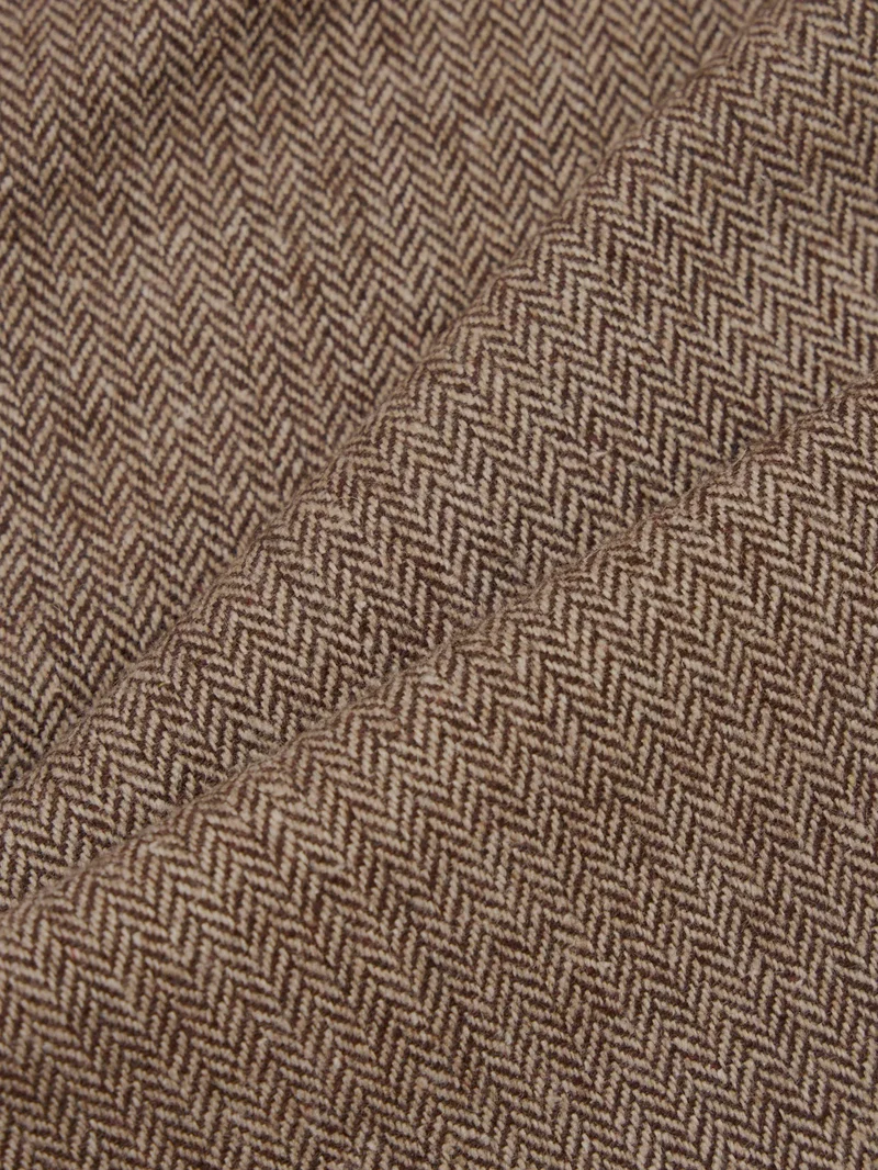 Pantaloni Wool Herringbone Pleated marroni