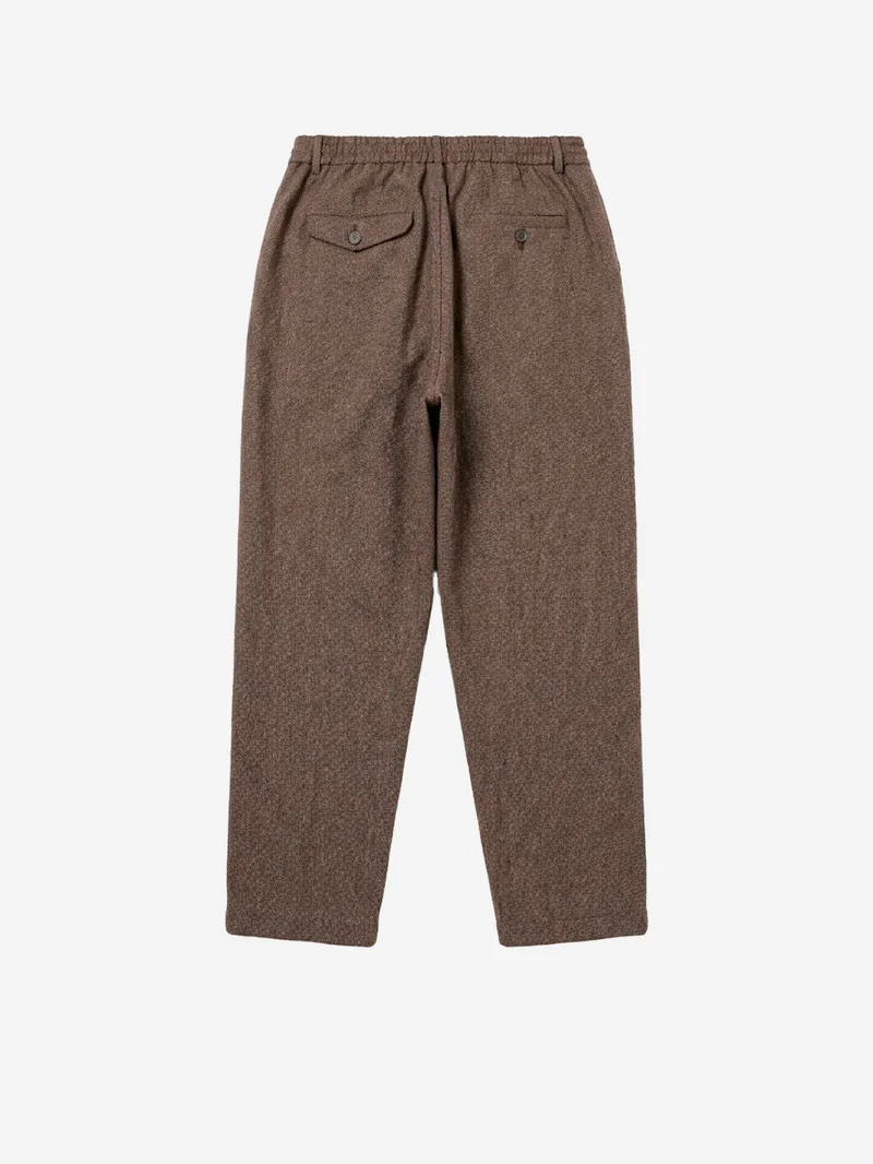 Pantaloni Wool Herringbone Pleated marroni