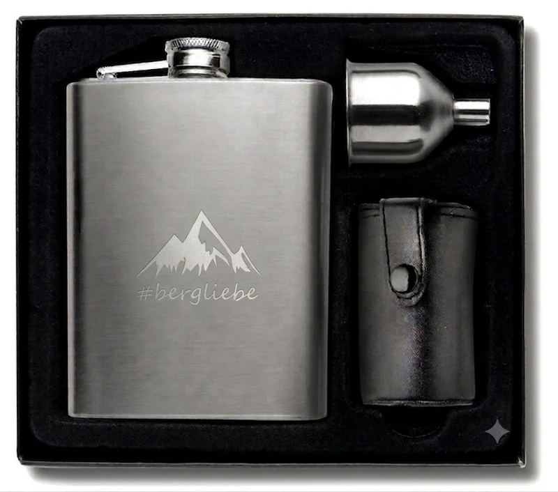 Bergliebe® Edelstahl Flachmann Set