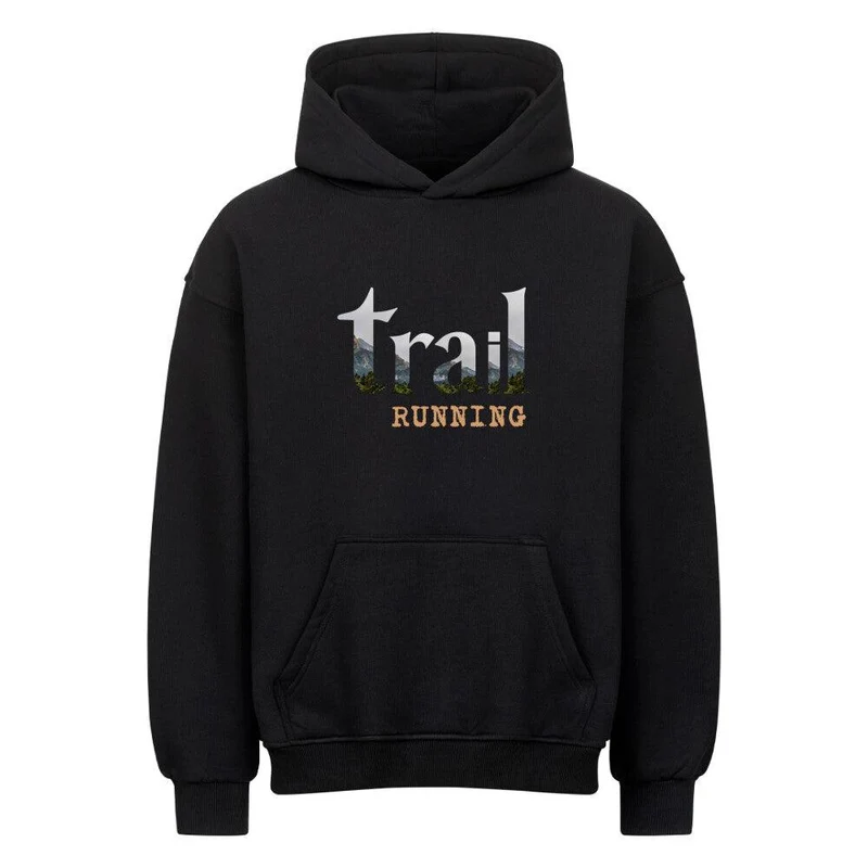 trail running cut out letters - Bio Premium Oversized Hoodie