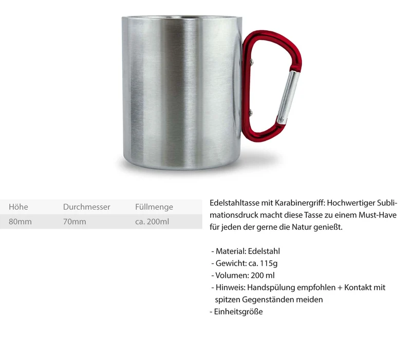Bergliebe® - Edelstahl Karabiner Tasse