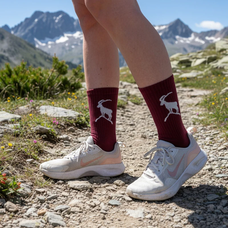 Bergliebe® Unisex Socken - Steinbock Burgundy