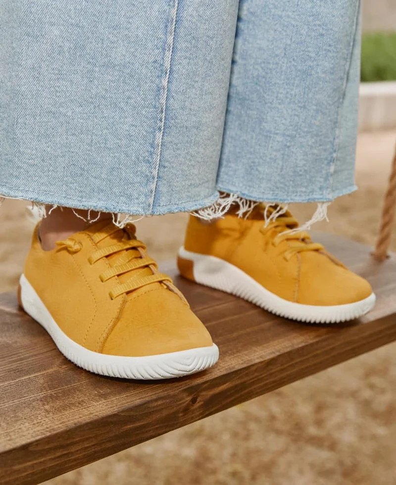 KNX Leder Sneaker für große Kids | Daffodil/Star White