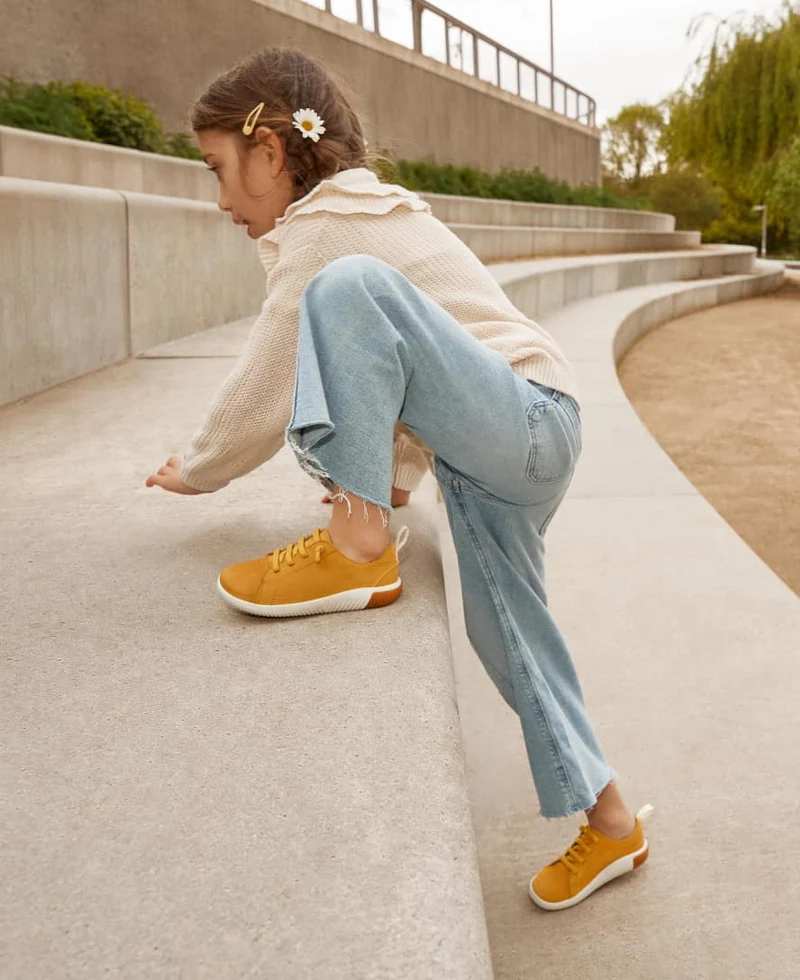 KNX Leder Sneaker für kleine Kids | Daffodil/Star White