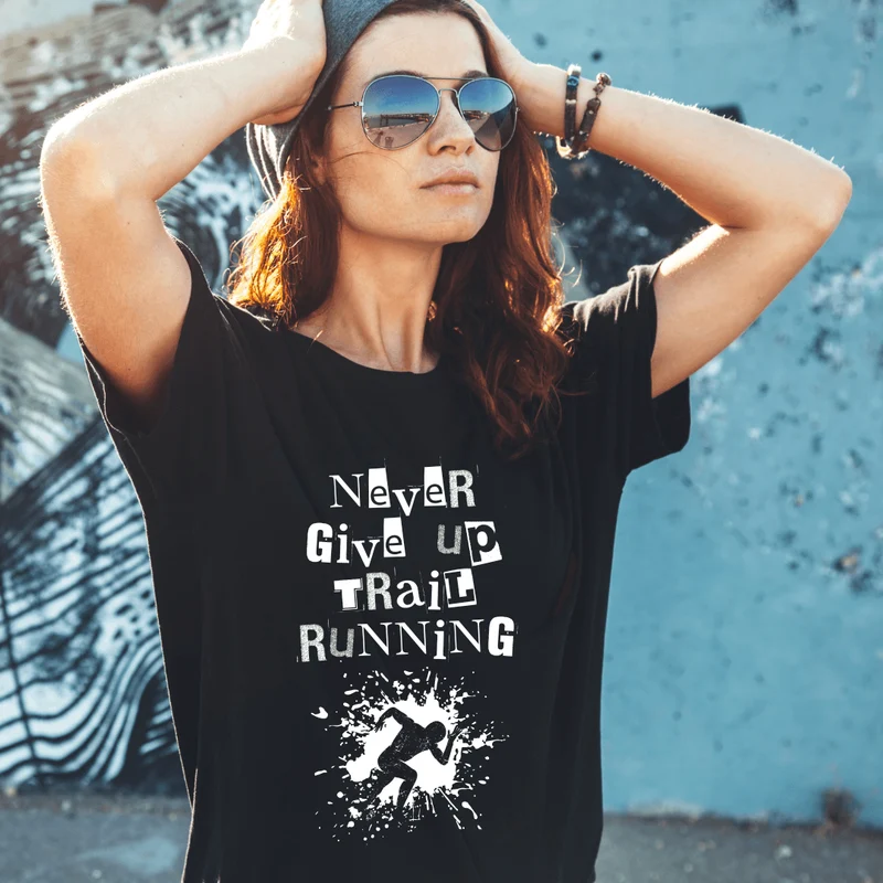 Never give up Trailrunning - Premium Bio T-Shirt Damen