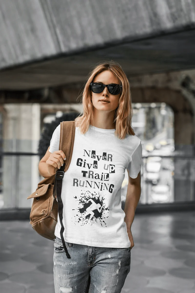 Never give up Trailrunning - Bio Premium T-Shirt