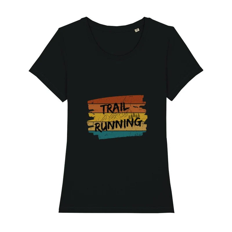 Trailrunning Retro Stripes - Premium Bio T-Shirt Damen