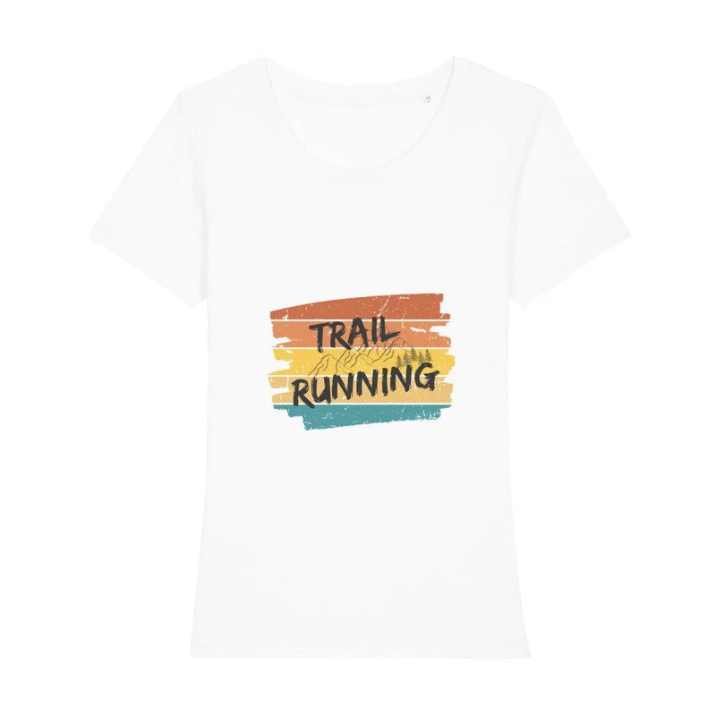 Trailrunning Retro Stripes - Premium Bio T-Shirt Damen
