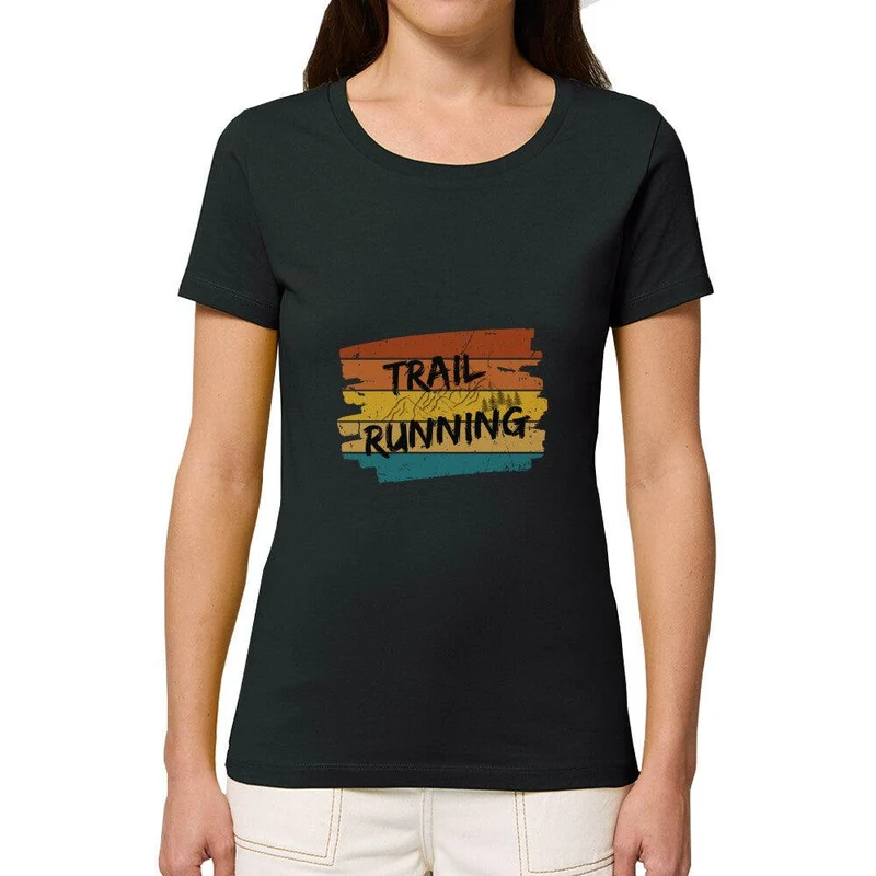 Trailrunning Retro Stripes - Premium Bio T-Shirt Damen