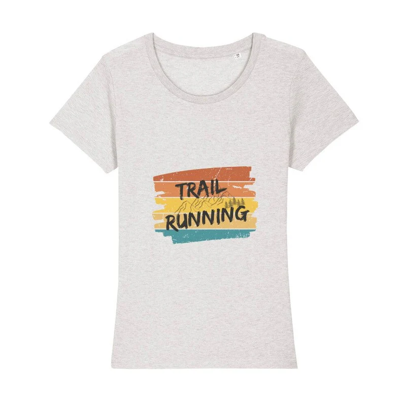 Trailrunning Retro Stripes - Premium Bio T-Shirt Damen