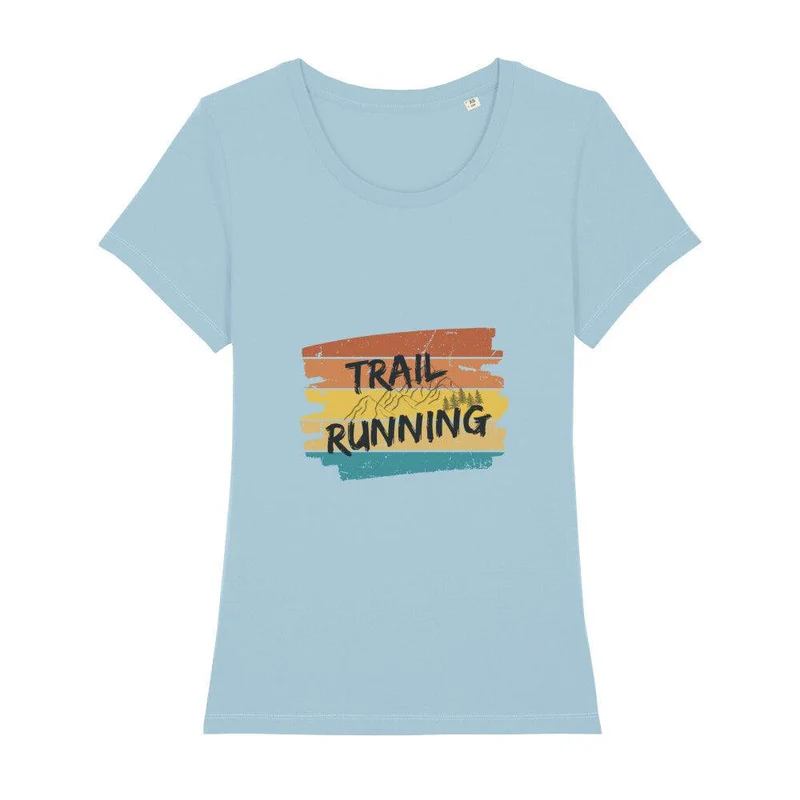 Trailrunning Retro Stripes - Premium Bio T-Shirt Damen