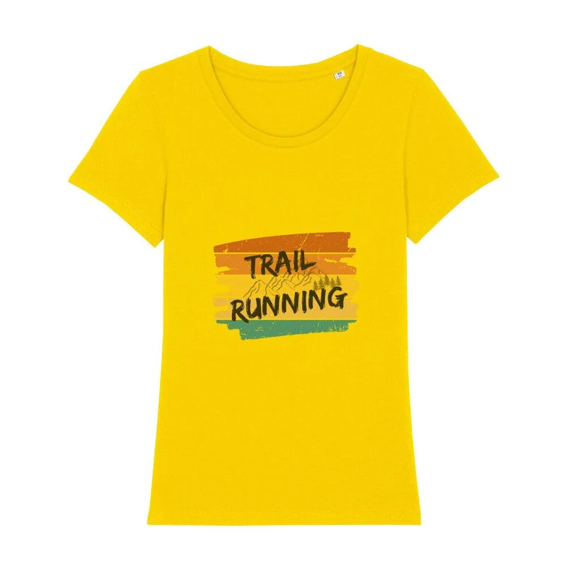 Trailrunning Retro Stripes - Premium Bio T-Shirt Damen