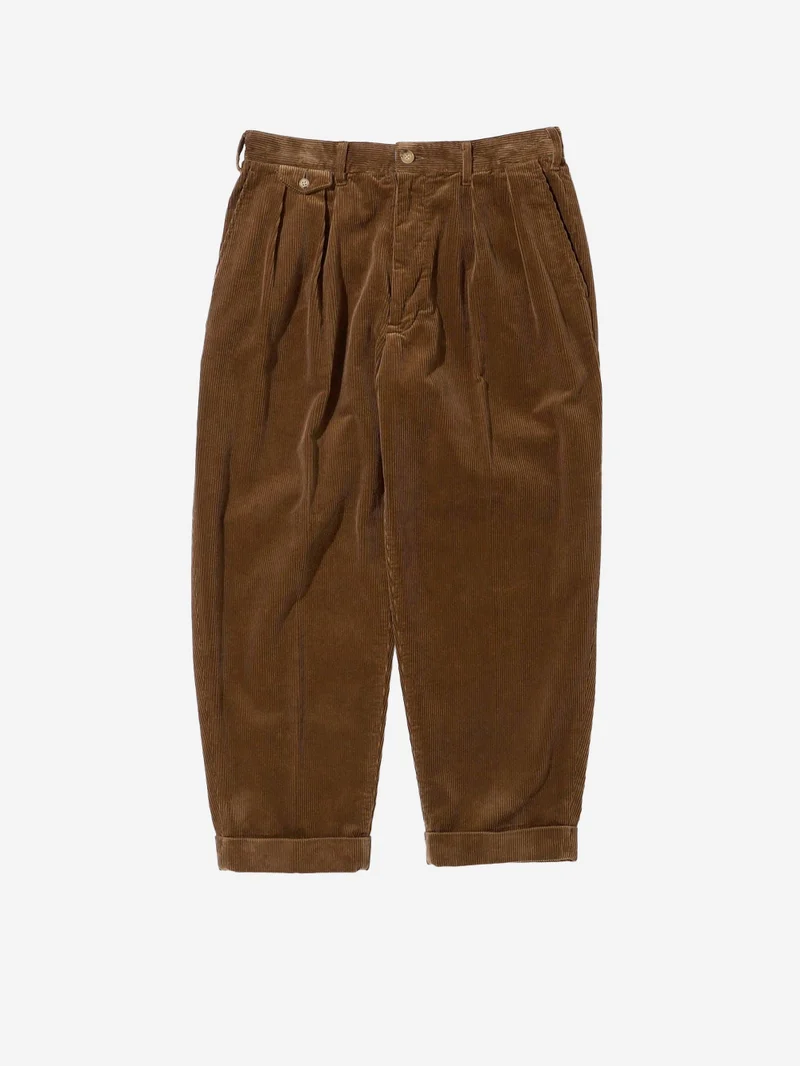 Pantaloni marrone chiaro 2 Pleats Tapered Corduroy