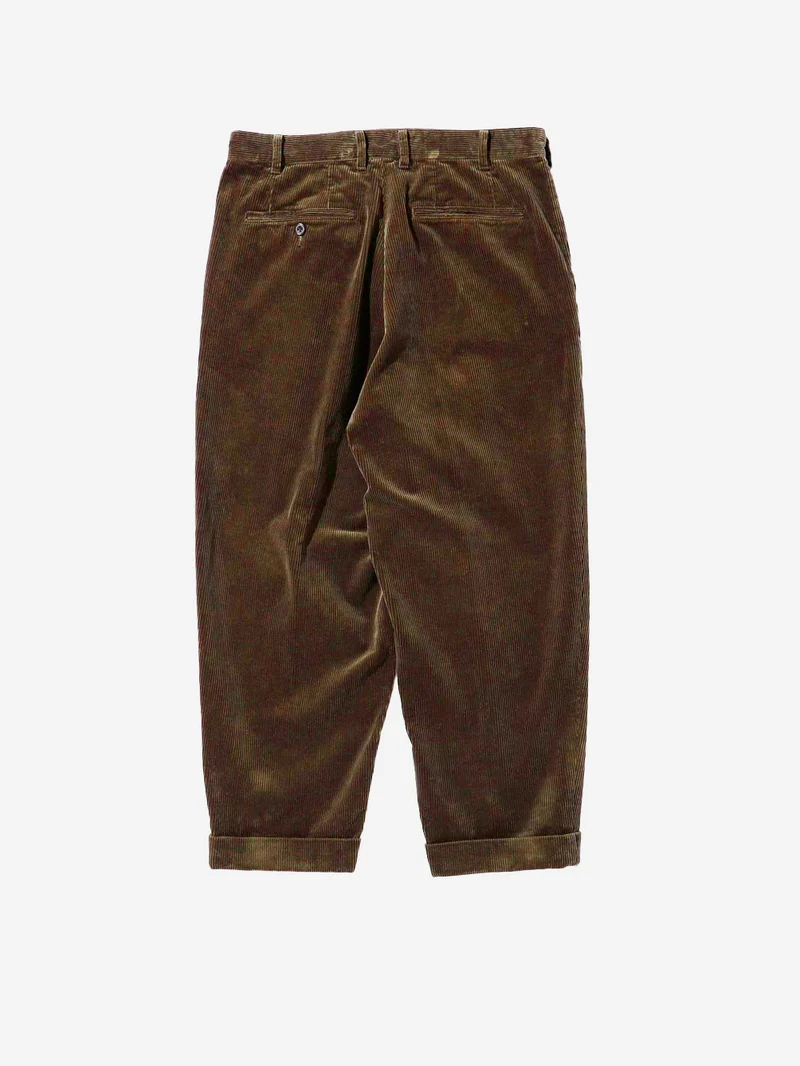 Pantaloni marrone chiaro 2 Pleats Tapered Corduroy