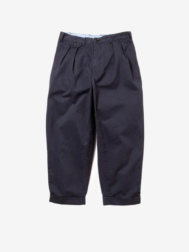 Pantaloni tapered 2 pleats in twill navy