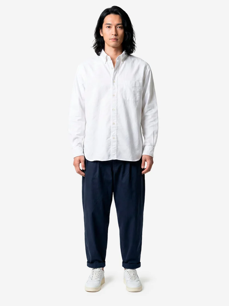 Pantaloni tapered 2 pleats in twill navy