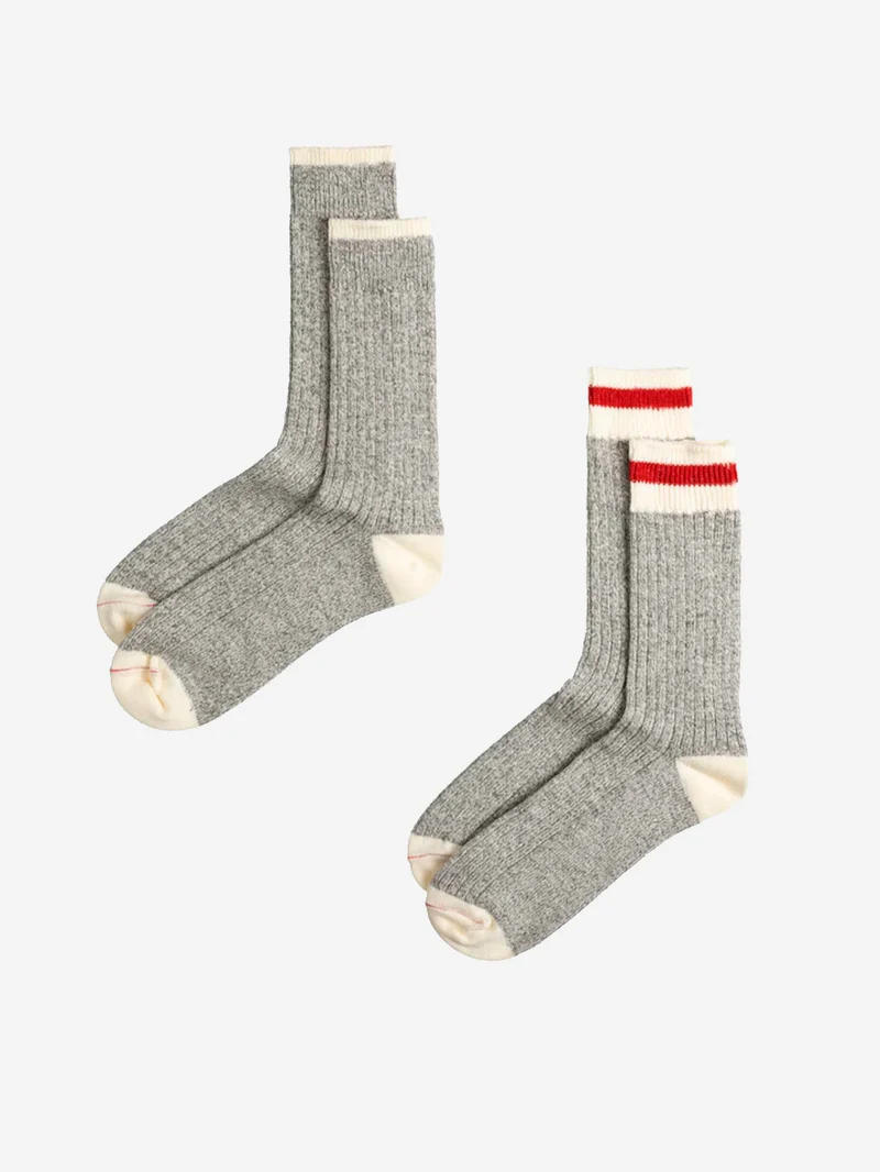 Rag socks grigi con rosso