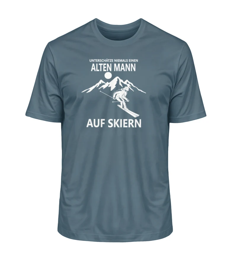 Alten Mann auf Skiern - Unisex Premium Organic T-Shirt