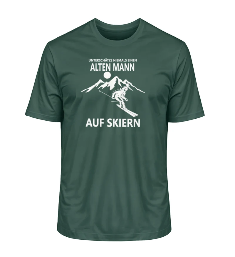 Alten Mann auf Skiern - Unisex Premium Organic T-Shirt