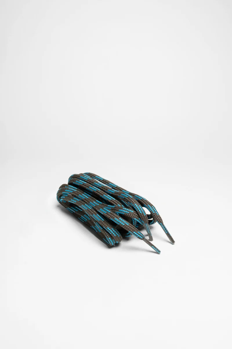 Schuhband Bergsport rund (Grau/Türkis)
