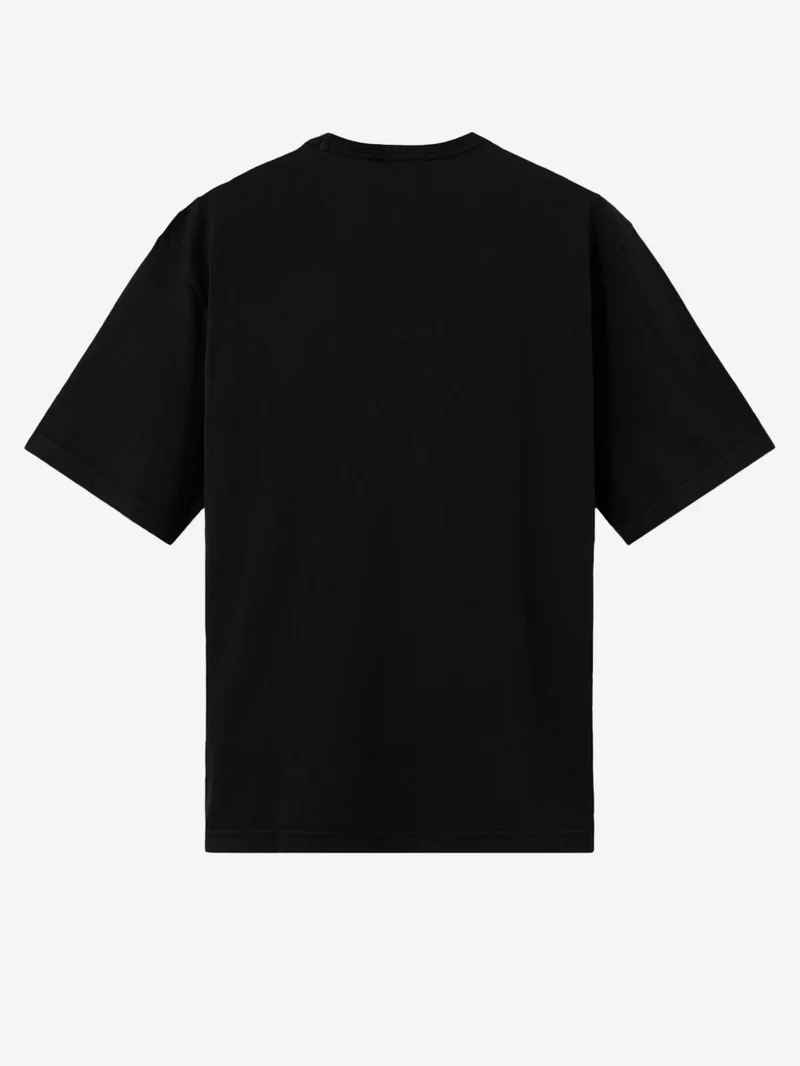 T-shirt nera con tasca a soffietto e patch Compass