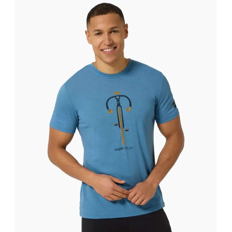 Super Natural M Vintage Bike Tee blue heaven blueberrry dried tobacco Herren T-Shirt