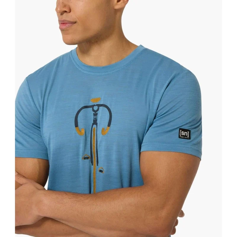 Super Natural M Vintage Bike Tee blue heaven blueberrry dried tobacco Herren T-Shirt