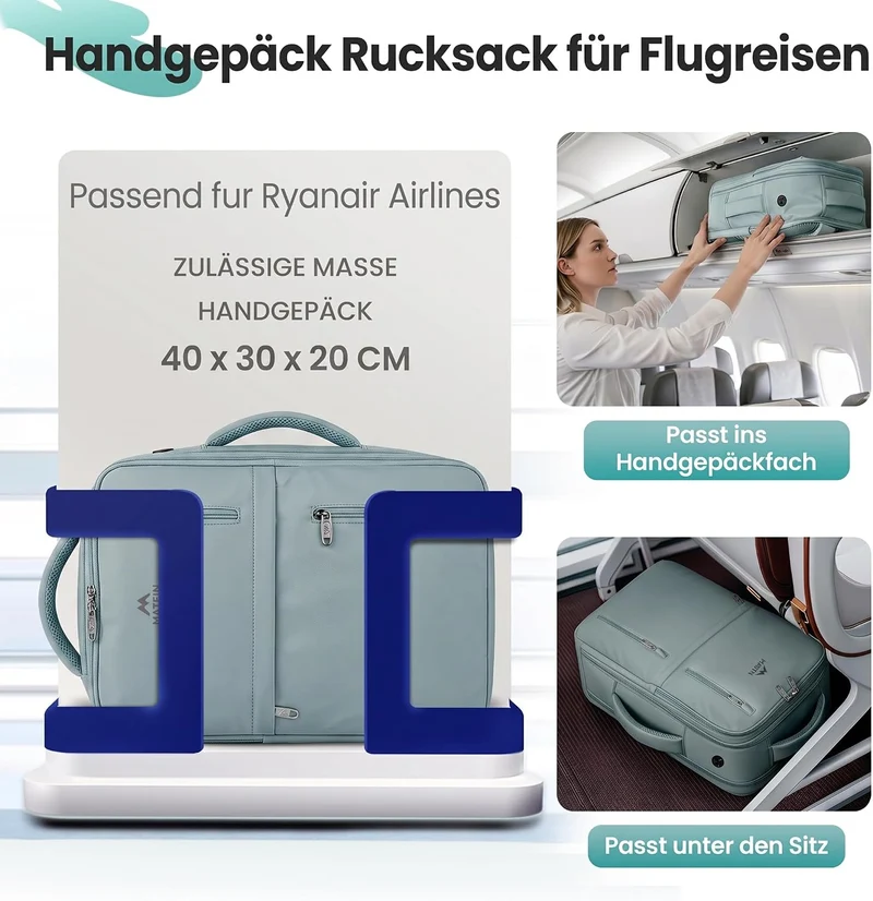 MATEIN Ryanair Handgepäck 40x30x20 mit Nassfach, Cityrucksack Handtasche