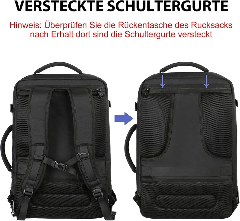 MATEIN Ryanair Handgepäck 40x30x20, Handgepäck Rucksack Flugzeug Herren 24L
