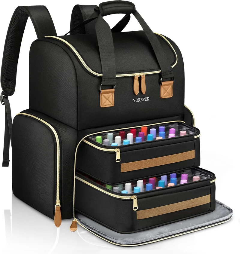 YOREPEK Large Nail Polish Organizer Case Backpack Holds 96 to 100+ Bottles