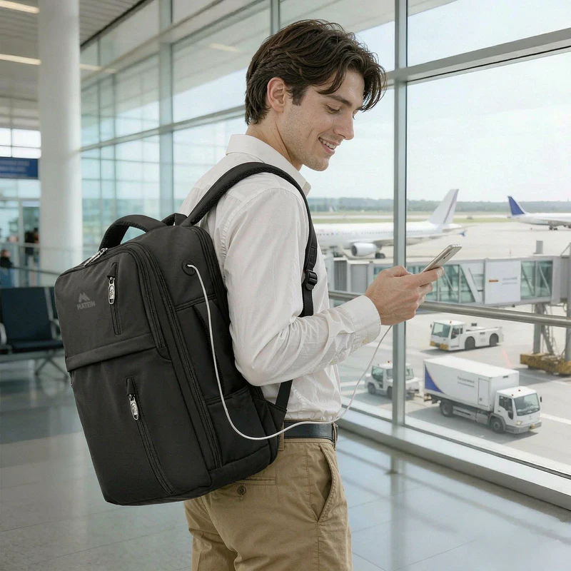 MATEIN Personal Item Backpack, Black Travel Backpack for Men Women
