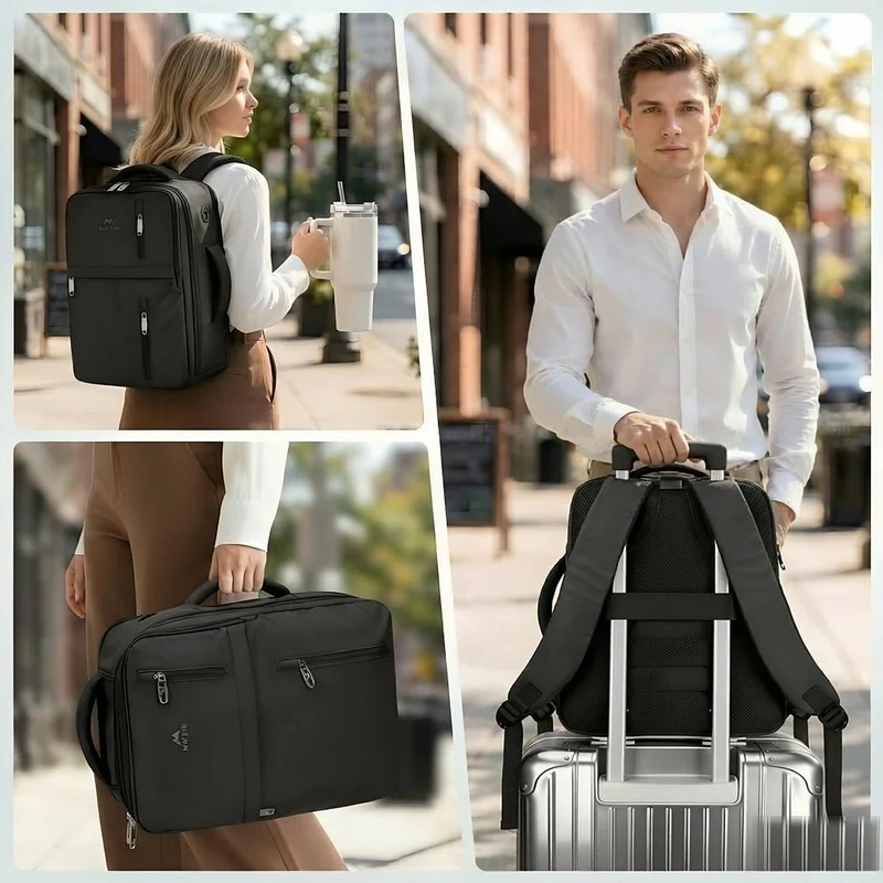 MATEIN Personal Item Backpack, Black Travel Backpack for Men Women