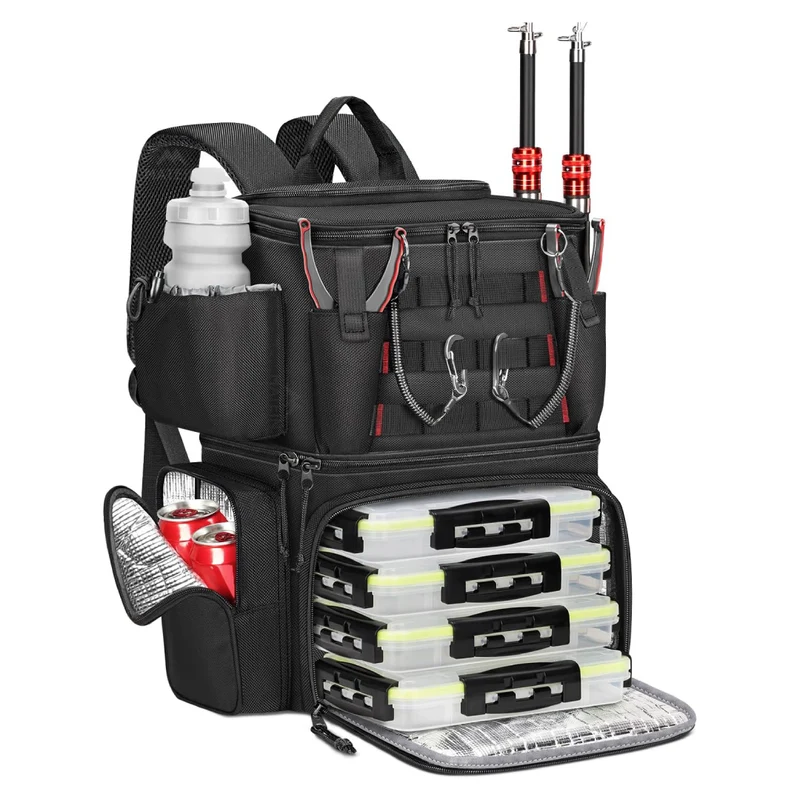 Fishing Backpack with 4 Tackle Boxes
