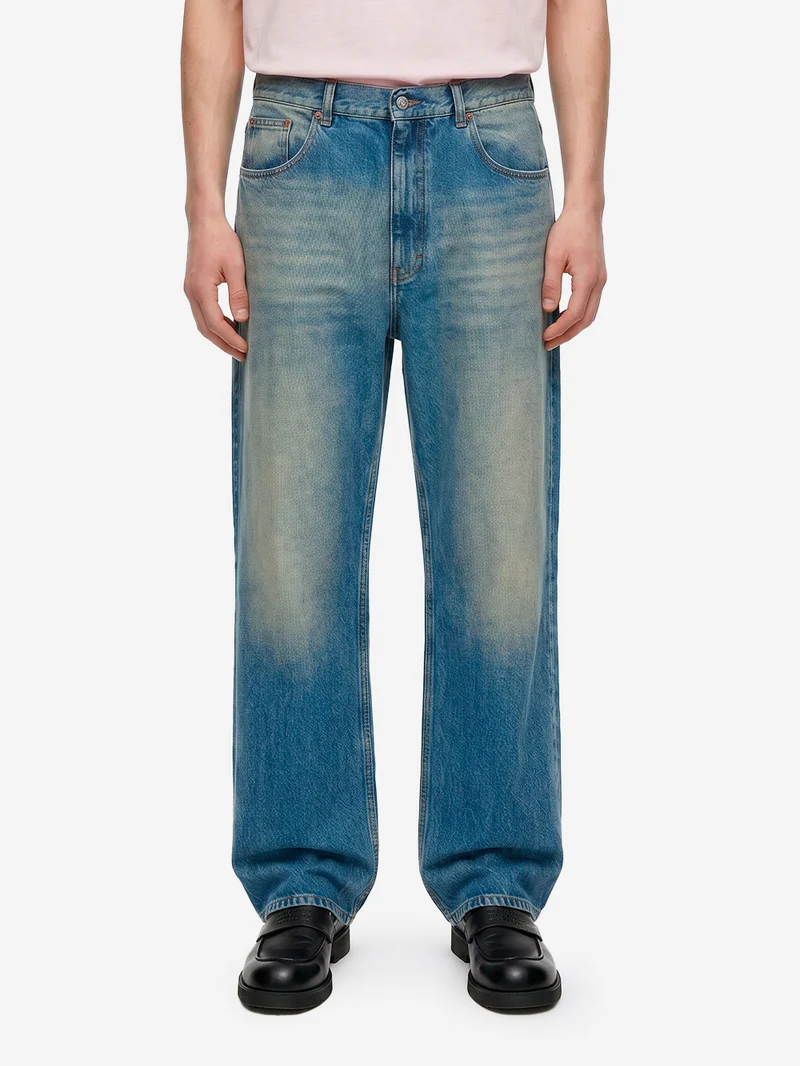 Jeans a Gamba Dritta in Denim blu con etichetta Numeric